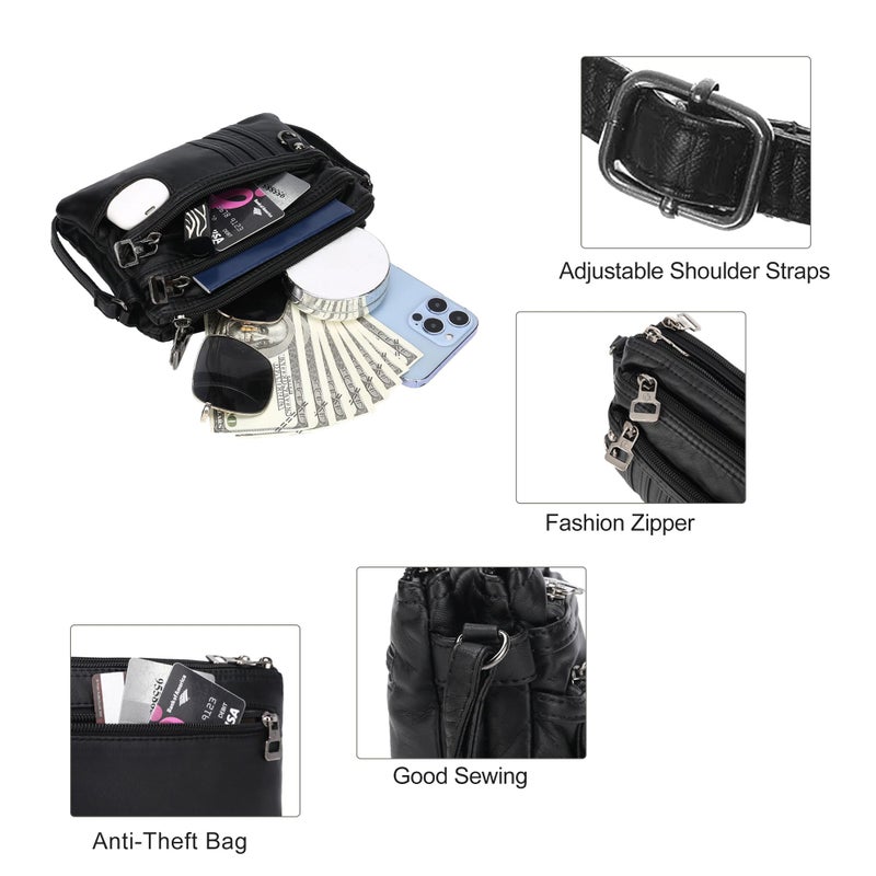 MINICAT Multiple Pockets Small Crossbody Purse Cell Phone Purse Shoulder Bags for Women Cross Body Bag for Woman(Black Small) - Image 4